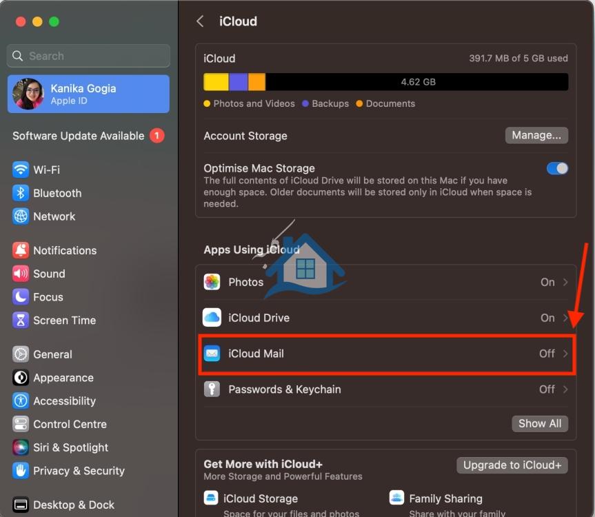 iCloud Mail در تنظیمات iCloud در Mac