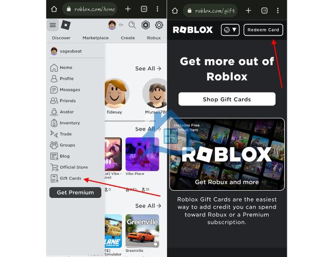 بخش کارت هدیه را در موبایل Roblox بازخرید کنید