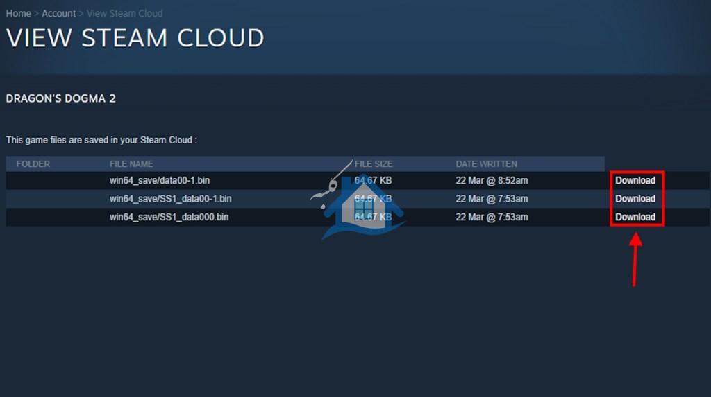 نمایش فایل‌های ذخیره‌سازی دانلود Cloud در صفحه Steam Remote