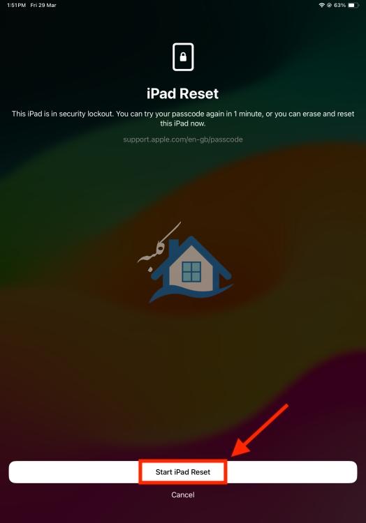 گزینه تنظیم مجدد iPad