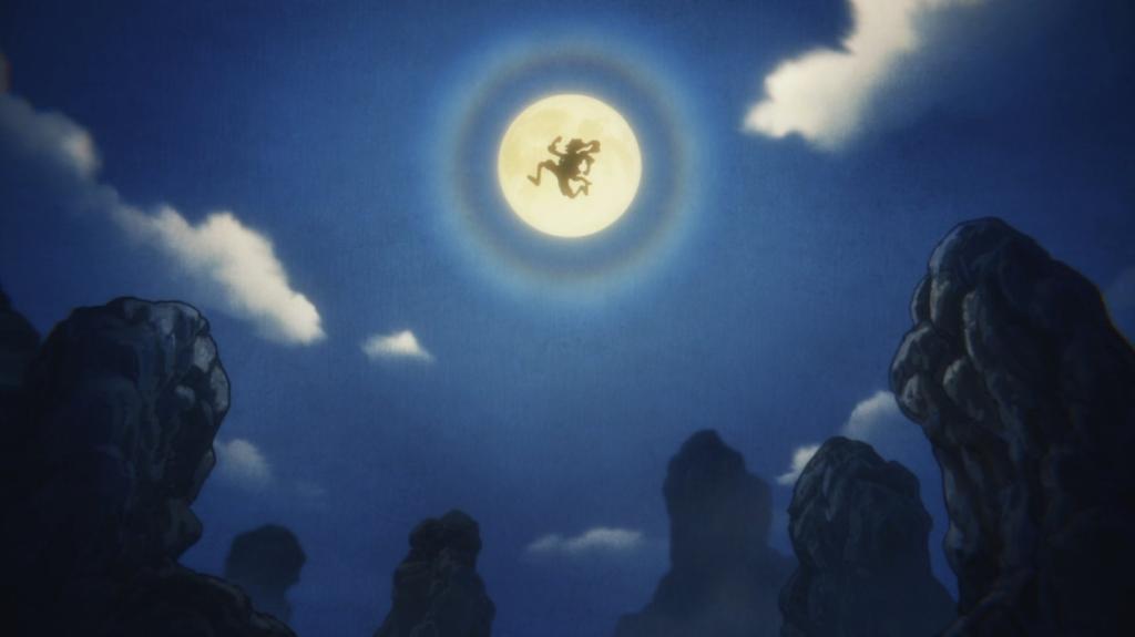 لوفی در قالب One Piece به عنوان خدای خورشید نیکا در فرم Gear 5 ظاهر می شود