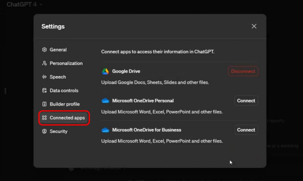 اتصال Google Drive و One Drive به ChatGPT