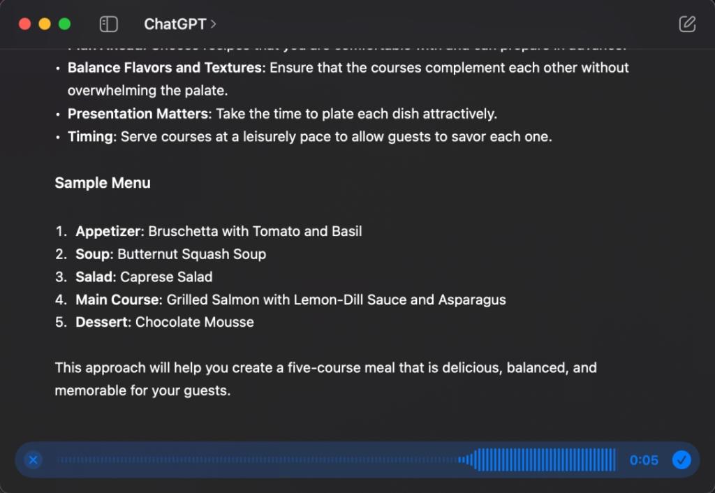 دستورات صوتی در ChatGPT macOS
