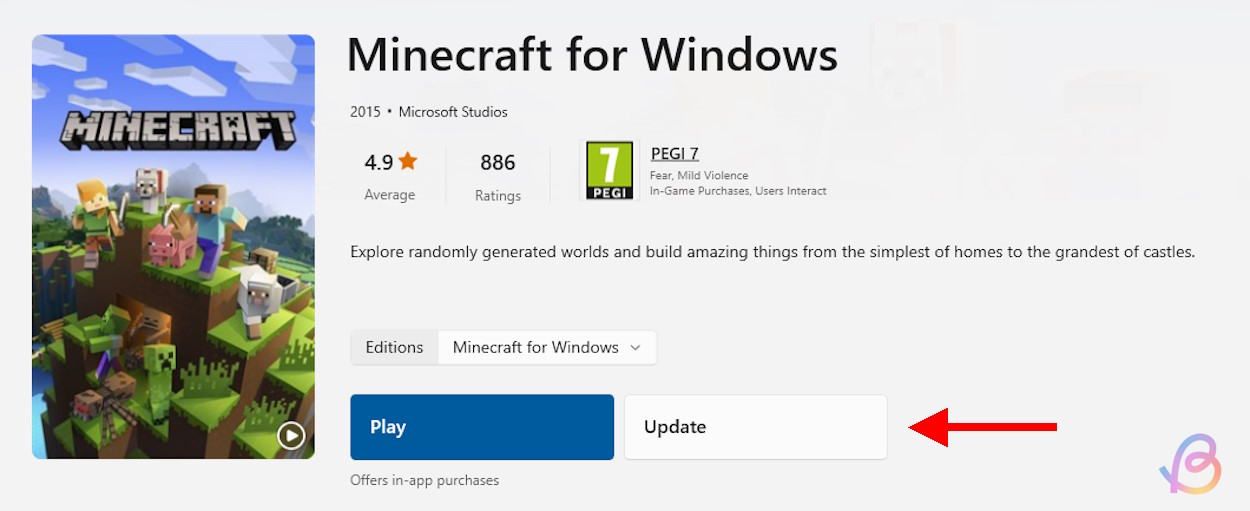 Minecraft را در فروشگاه مایکروسافت به روز کنید